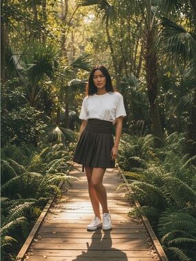 High-Waist Pleated Mini Skirt